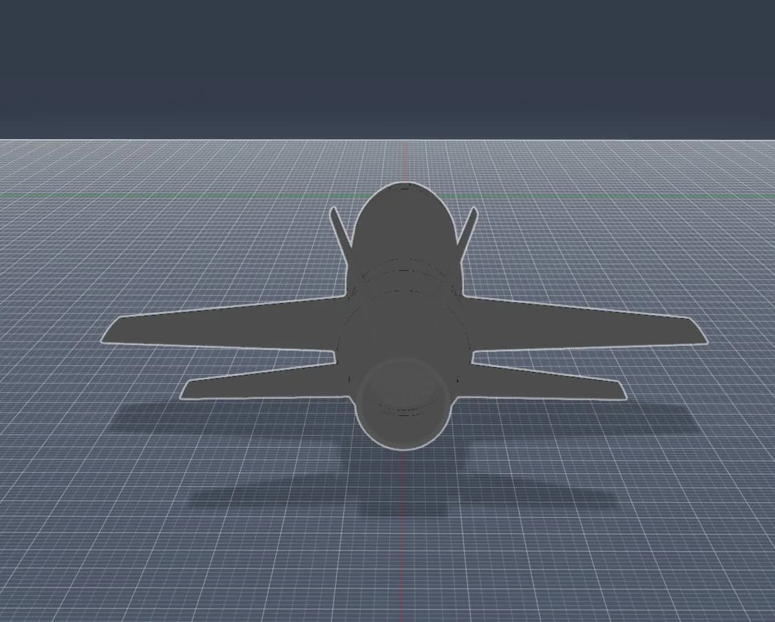 Front view of an aircraft concept in a 3D design workspace